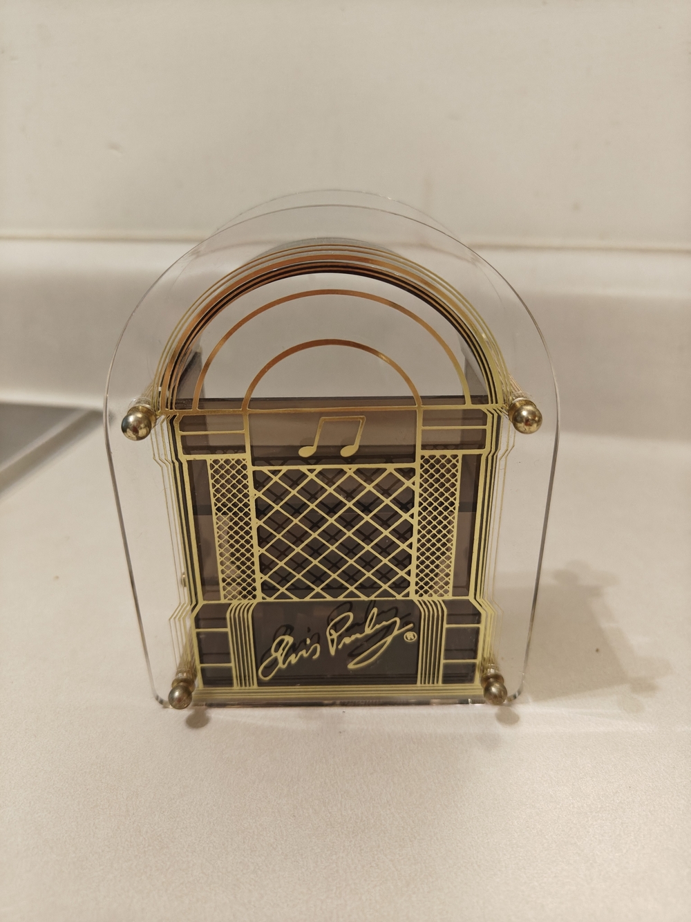 Elvis Presley Gold-toned & Clear Jukebox That Plays Love Me Tender